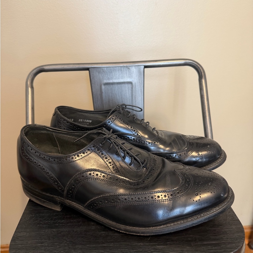 O'Sullivan Black Leather Executive Imperial Wingtip Shoes Mens Size 11 Made USA